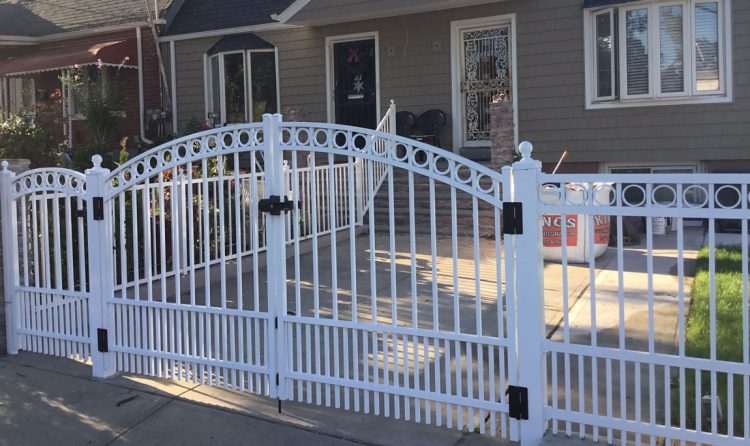 aluminum fence with a gate